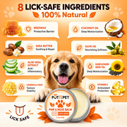 lick-safe dog paw balm with coconut oil, 2.1 oz tin